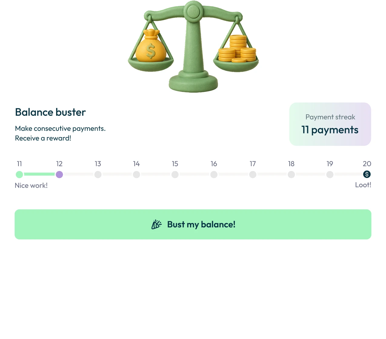 Payment streak rewards